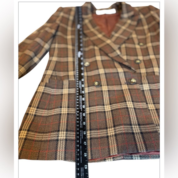 Vintage 80s Evan Picone Brown Plaid Double-Breasted Blazer M flaws 2 for $30 - Picture 14 of 16
